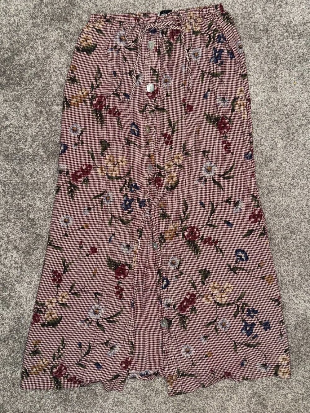 Vintage TAG Red and Cream Gingham Midi Skirt Size Small